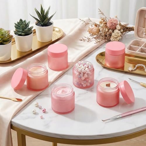 Image of Norme 36 Pcs 4 oz Glass Jars with Lids Cosmetic Jars, Pink