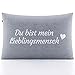 Lieblingsmensch Kuschelkissen 30x50cm Mama, Papa, Oma, Opa - Lieblingsmensch Geschenk Dekokissen mit weichem Oeko-TEX-Baumwoll-Bezug Grau, mittelharte Füllung - DYNMC YOU