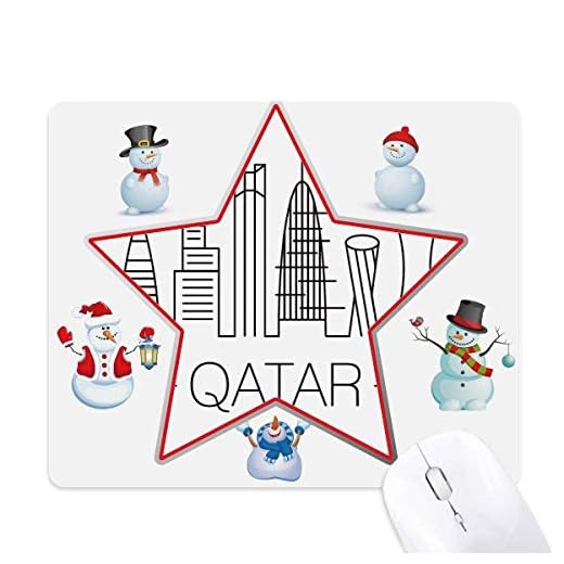 Teckning stad Qatar Landmärke mas snögubbe familj stjärna musmatta