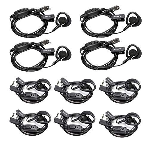 Retevis RT668 Radio Headset 2-pins, Portofoon Oortjes, Veiligheidskoptelefoon, Compatibel met Retevis RT24 RT27 RT15 RT619 Baofeng UV-5R BF-888S BF-88E Radioddity GA-2S Tyhbelle Nestling (10 Stuks)