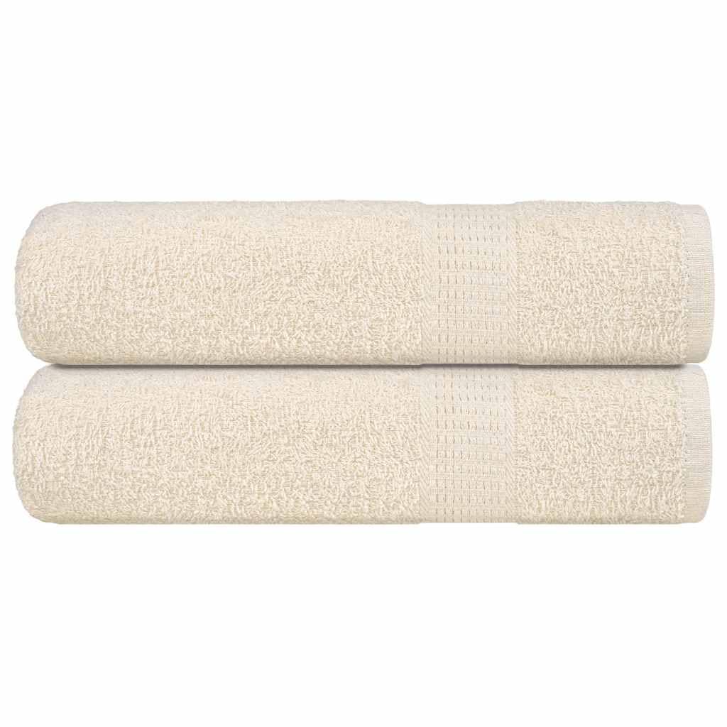Frogn, 2 teli doccia color crema, 70 x 140 cm, 360 g/m², in cotone, assorbente, morbido, soffice, ad asciugatura rapida, per bagno, sauna, piscina, spa, spa