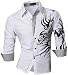 Jeansian Men's Slim Fit Long Sleeves Casual Shirts Z001 White L