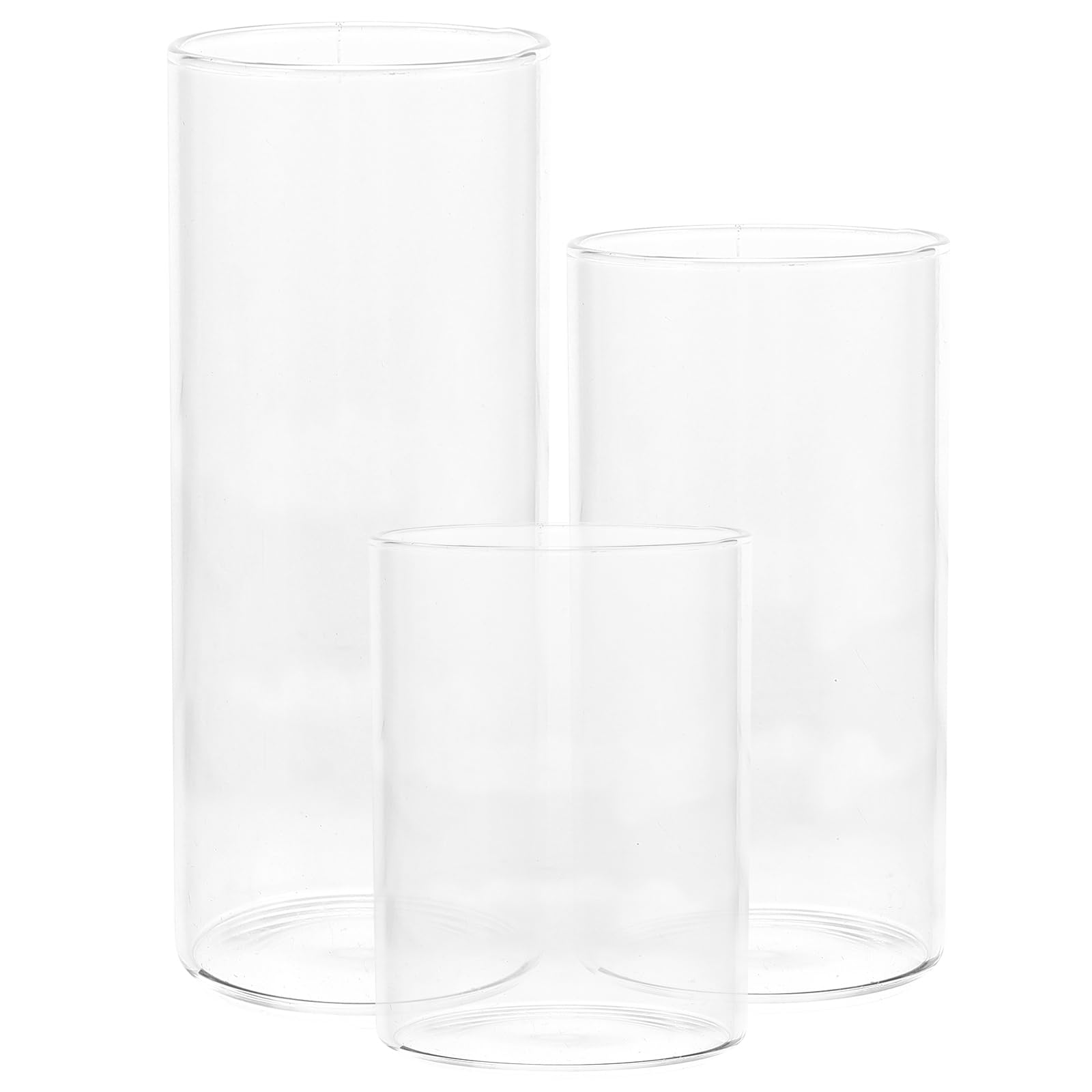 Garneck 3 Pcs Clear Glass Candle Holder Sleeve Cylinder Candle Shade Hurricane Candleholder Tube Cover for Home Table Decoration ( 4pack)