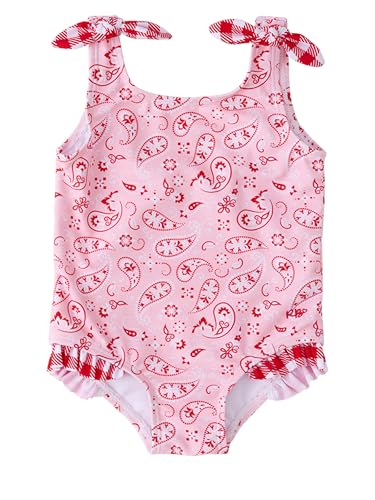 Image of RuffleButts Girls UPF50+ Sun Protection Tie Shoulder /Cross Back One Piece Swimsuit
