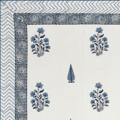 Image of BLOCKS OF INDIA 100% Cotton Dohar King Size Reversible Hand Block Printed Malmal Summer Dohar /Blanket (Color 10)