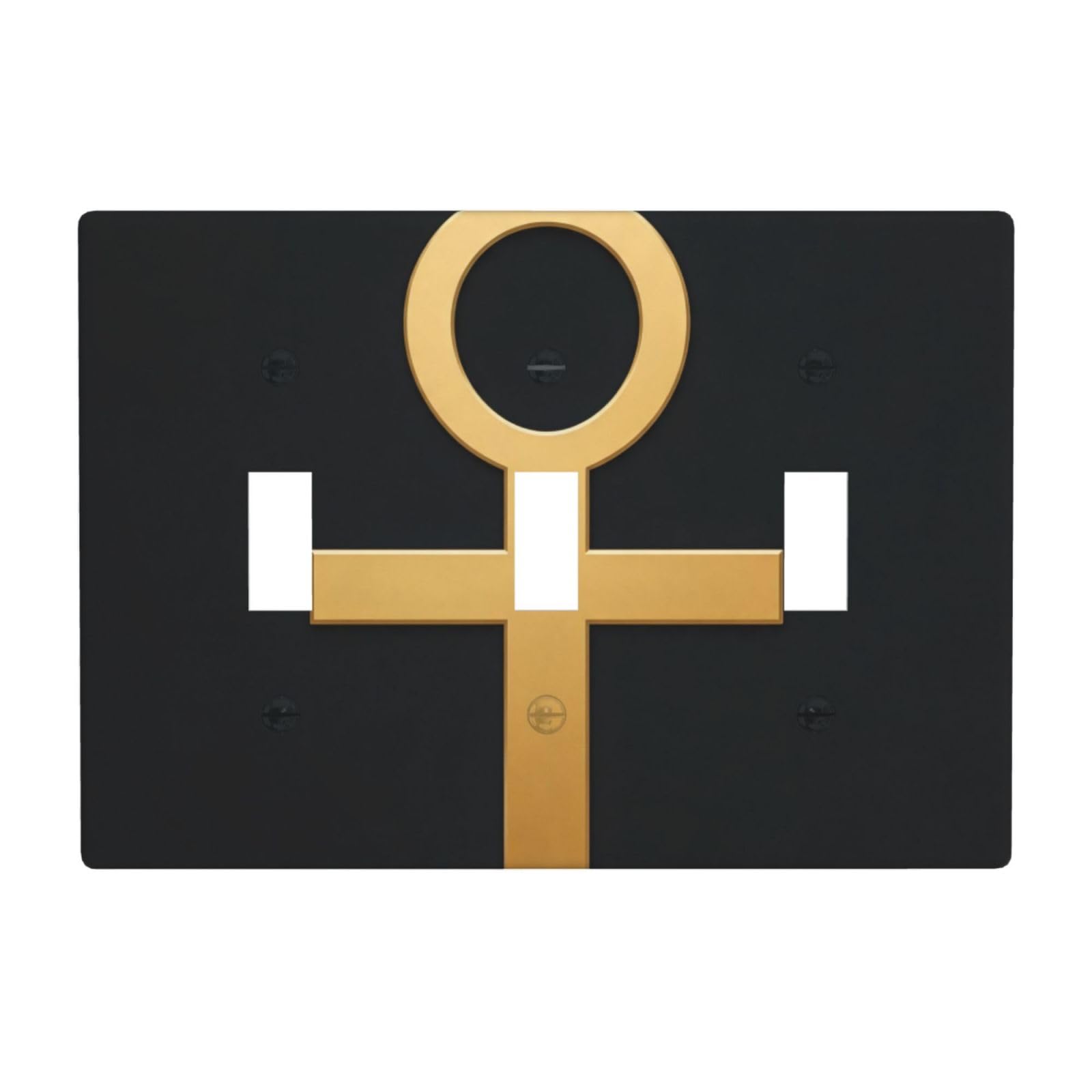 Flat Ankh Cross 3 Gang Switch Plate Cover-Unbreakable Polycarbonate Wall Plate, Heat Resistant Toggle Switch Decor for Home