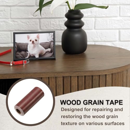 Image of PATIKIL Wood Grain Tape 4.7 inch x 32 ft, Self-Adhesive Wood Texture Repair Tape Realistic Wooden Effect Patch for Furniture Cabinets Floor Walls, Walnut