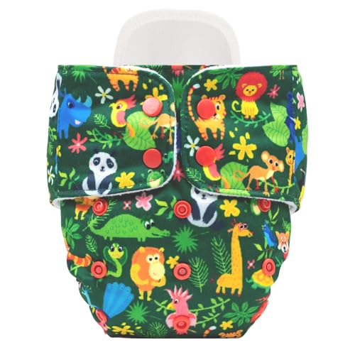 Image of Mylo Leak Proof Baby Cloth Diapers (1 Diaper & 1 Inserts) for 3 Months to 3 Years Babies | Washable & Reusable| Adjustable Waist & Height| Oeko Tex Certified-Jungle Print