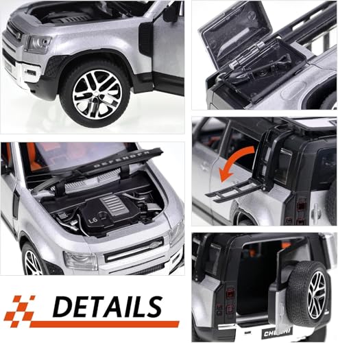 Image of Diecast Range Rover Defender Model - 1:32 Scale SUV Toy with Light & Sound, Alloy Off-Road Car for Kids & Collectors, Realistic Pull-Back Vehicle, Gift for Boys & Car Lovers (Green)