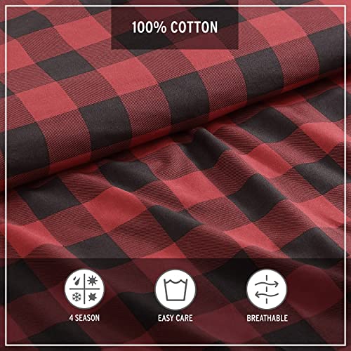 Image of Eddie Bauer - King Comforter Set, Cotton Reversible Bedding, Buffalo Plaid Bedding Set (Red /Black, King)