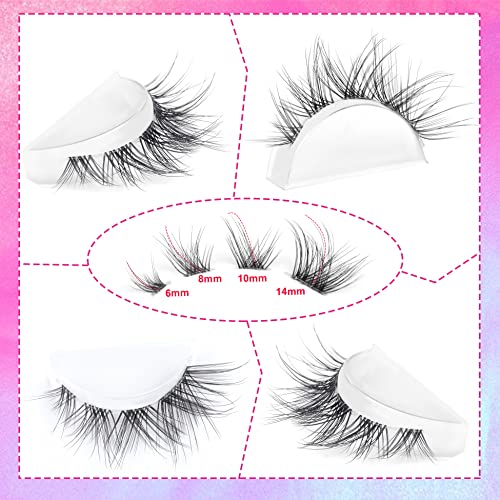 False Eyelashes Cluster Lashes Natural Look, Wispy Manga Eyelash Extensions Strip Cat Eye Lashes Pack With Clear Band Short Anime Korean Fake Eyelash 10 Pairs Alicrown #TOP3
