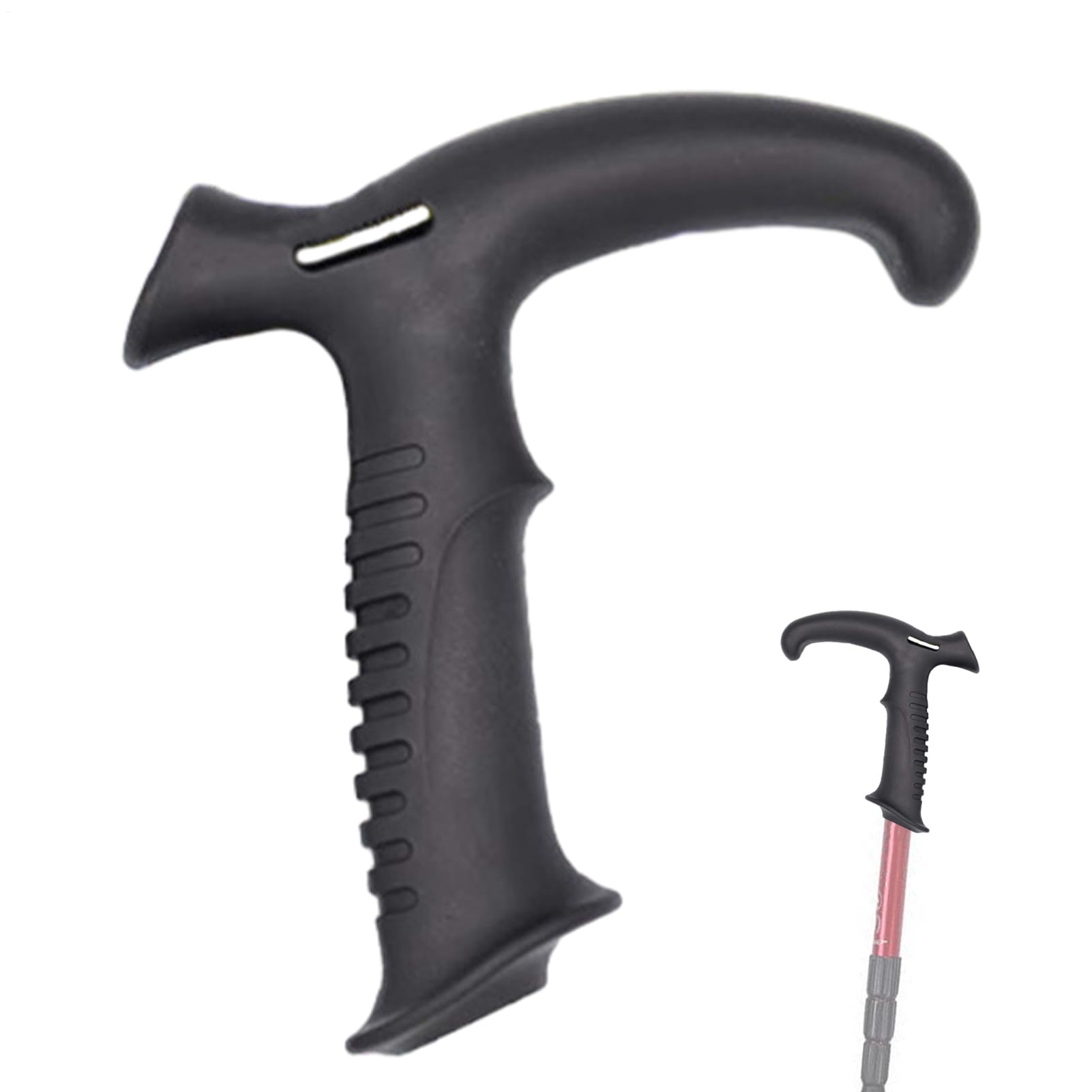 Walking Stick Handle – Non-Slip Monopod Grip, Durable Rubber Material, Comfortable Hand Support, 18mm Hole Diameter Ergonomic Replacement Sticks, Trekking Poles, Hiking Gear