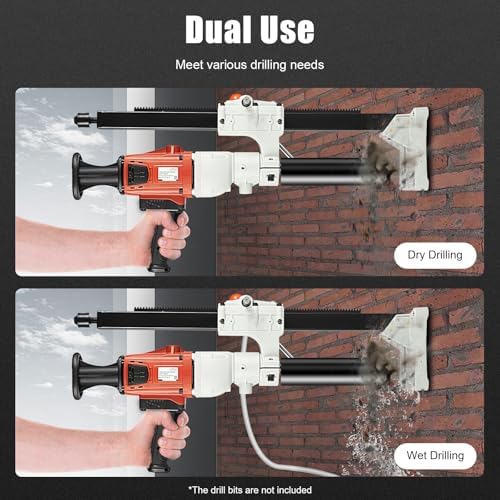 Bild 3 - 2200W Betonbohrgerät 1200RPM Kernbohrmaschine Trocken- und Nass-Design Max Halterung Höhe 58cm Fräsdurchmesser Φ180MM Multi-Winkel Vertikaler Handbetrieb 2-in-1 Kernbohrgerät
