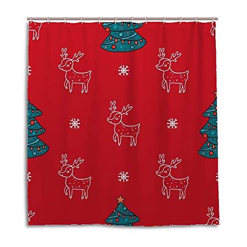 Rideau de douche anti-moisissure Noël polyester imperméable rouge 168x183