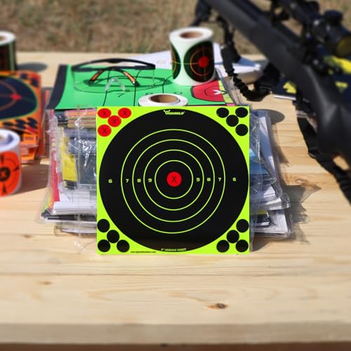 highwild stick splatter adhesive bullseye bright fluorescent yellow shooting targets - 8x8 inch