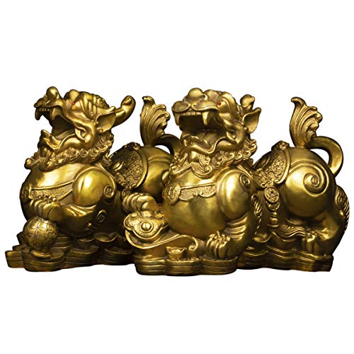 BRABUD Figura Decorativa Feng Shui Pi Xiu de Latón Hecha a Mano Set 2 miniatura 7