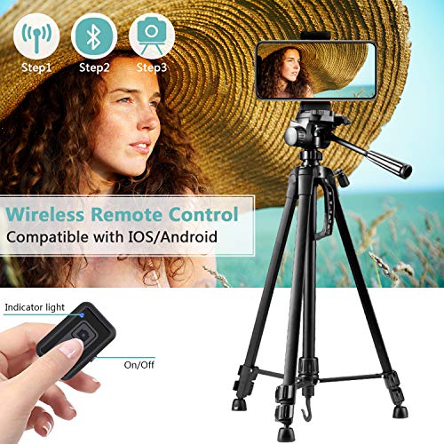 zetongARVIEMI Zetong Dreibein-Ständer, 139,7 cm, ausziehbares Mini-Handy-Stativ mit tragbarer Tasche, Bluetooth… – Bild 7