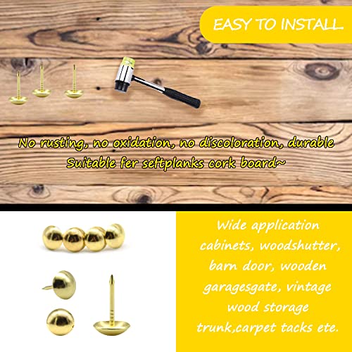 Ruidee 200 PCS Antique Upholstery Tacks,Upholstery Tacks Pins,Furniture Decorative Thumbtacks,Tacks Thumb Tacks Push Pins (STD/Gold) - Image 4