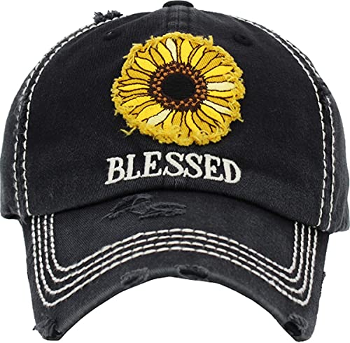 Image of Funky Junque Womens Baseball Cap Distressed Vintage Unconstructed Embroidered Dad Hat