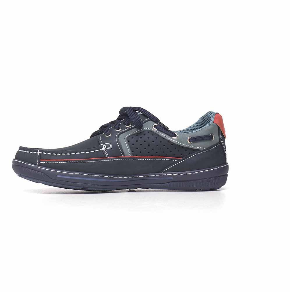 Herren Bootschuh Blau Leder Deckschuh