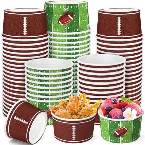 GiftPioneer 50pcs Large Football Snack Bowl, 12oz...