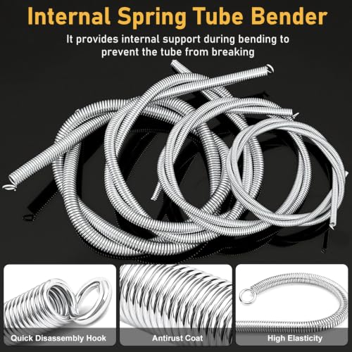 Image of Copper Tube Bender 1 /4, 5 /16, 3 /8, 1 /2, 5 /8 and 3 /4 Inch 6-in-1 Spring Tubing Benders, 43-Inch Long Spring, Bend Copper Pipe to Any Angle Manual for Brass, Aluminum and Thin Steel Tube