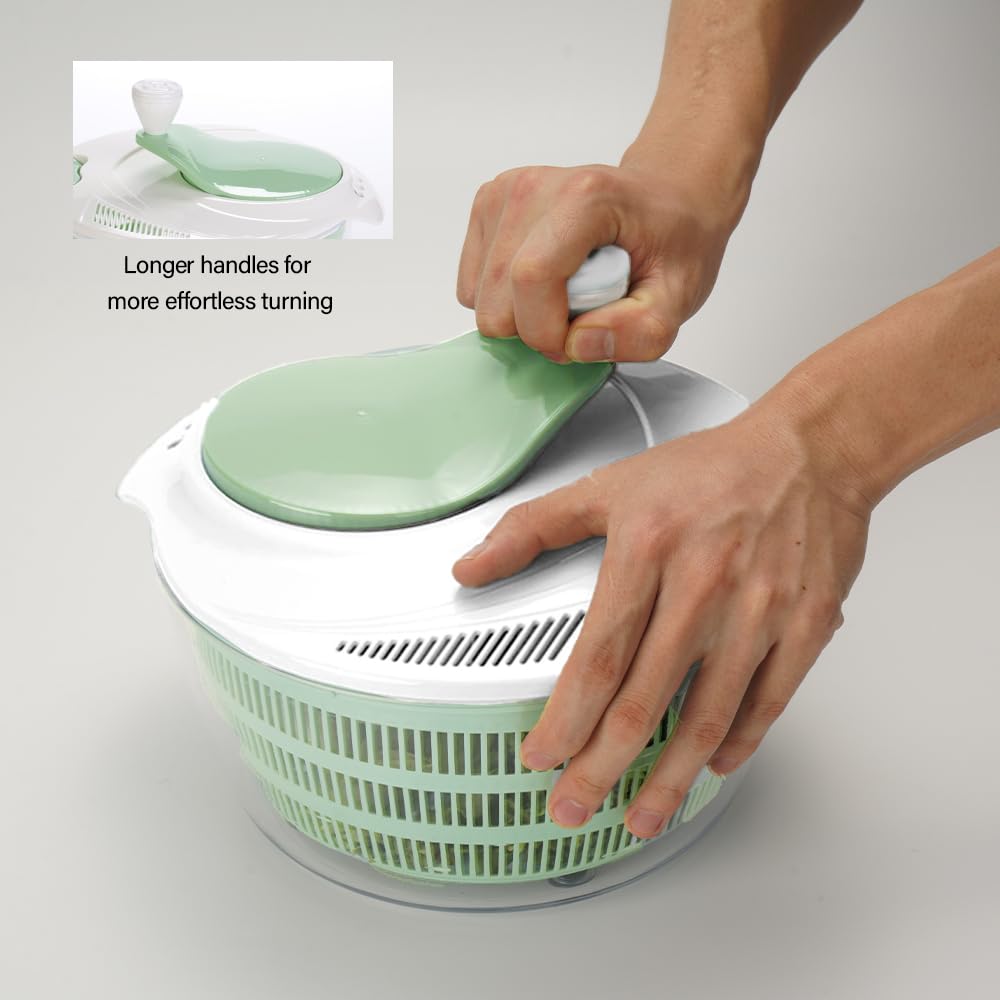 Centrifugador de ensalada de 4,2 L, eficiente escurridor de lechuga con orificios de drenaje dobles para secado rápido, secador de ensalada verde para lavar, girar y escurrir verduras,