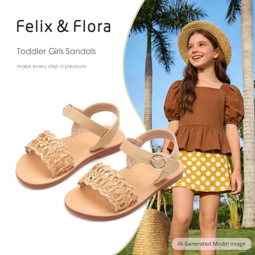 Image of Felix & Flora Toddler Girl Sandals - Little Girl Easter Dress Shoes Lightweight Open Toe Beach Holiday Flats