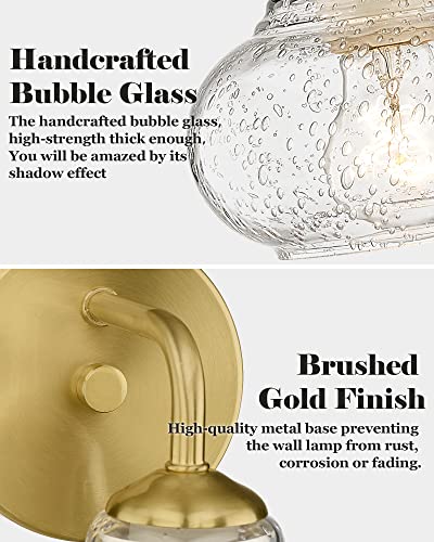 Elyona Upgraded Industrial Dimmable Floor Lamp & Rustic Wall Sconces Set Of 2, Farmhouse Bathroom Vanity Light Fixtures With Bubble Glass Shade #TOP5