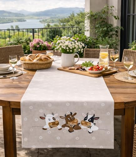 Chemin de table vaches marron 40x140 cm pour déco de ferme printanière - 5