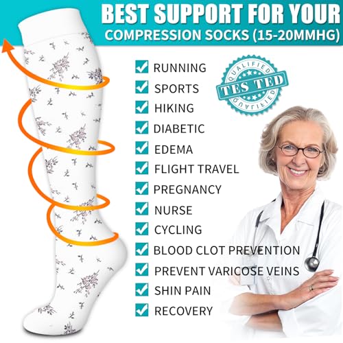 Image of Copper Compression Socks for Women & Men (6 pairs) - Best Support for Nurses, Running, Hiking, Recovery