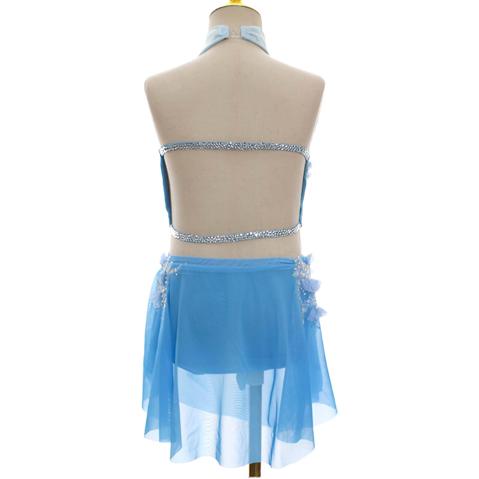 Lyrisches Tanzkostüm For Mädchen, Gruppe, Individuell, For Damen, Party, Offener Rücken, Tanzkurs, Modernes Swing-Kleid Mit Strasssteinen