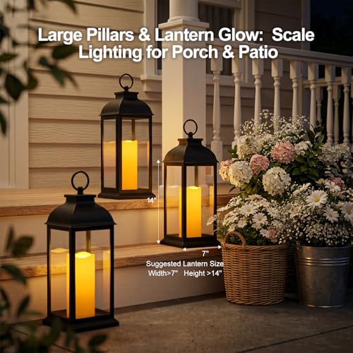 Image of Amagic 2 Pack 5 inchx12 inch Outdoor Plastic Electric flameless Candles with Remote Control and Timer, Battery Operated Flickering LED Pillar Fake Candle for Home, Wedding Decor, Ivory