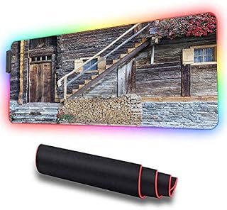 RGB Soft Gaming Mouse Pad Large, Shutters,Flowers and Firewood Pile, Extended RGB Mouse