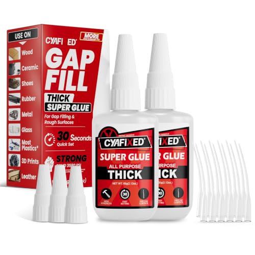 Image of Gap Fill Super Glue 120g Heavy Duty, Thick Cyanoacrylate (CA) Glue with Anti-Clog Caps & Precision Microtips for Woodworking, Crafts, 3D Prints, Strong Repair for Furniture Shoe Ceramic Glass Plastic