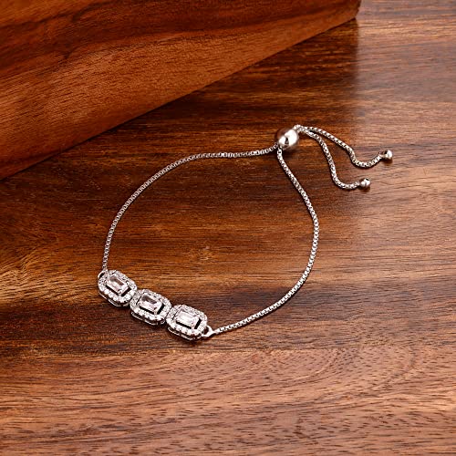 GIVA 925 Silver Triple Zircon Bracelet, Adjustable | Gifts for Girlfriend, Gifts for Women and Girls | With Certificate of Authenticity and 925... - Image 4