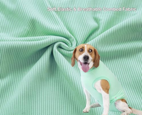 Image of Dog Zipper Surgery Recovery Suit for Male Neuter,Female Spay Recover Surgery Onesie,E-Collar & Cone Alternative Surgical Large Recovery Suit,Blank Green XXL