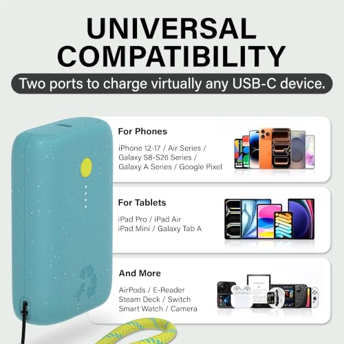 Image of Nimble Champ Portable Charger, 10000mAh Power Bank Fast Charging, 20W Dual USB-C Battery Pack with Cable, Travel Essential Power Bank for iPhone Galaxy Tablet iPad MacBook