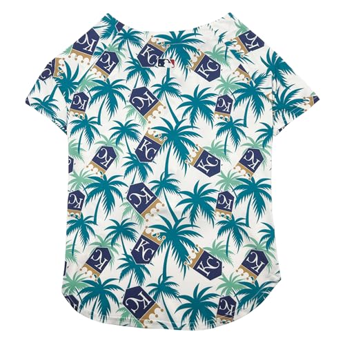 MLB Kansas City Royals Hawaiian Dog Baseball Jersey, Officially Licensed Dogs & Cats Apparel, Dry-Fit Tropical Palm Print Shirt, X-Small, Pet Baseball Jersey Shirt Summer Theme