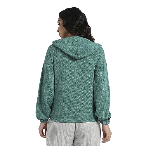 Image of PINACOLADA Women's Colorblock Sweatshirt with Ribbed Hem for Casual Wear | Low-High Neck | Long Sleeve | Button Closure | Cotton Sweatshirt Crafted with Comfort Fit for Everyday Wear