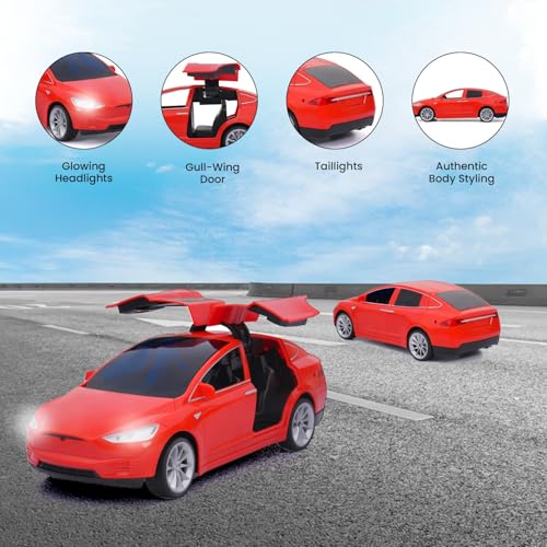 Image of Gooyo GY-20158CH Rechargeable Remote Control Car Toy with Gull-Wing Door Open Function and Glowing Headlights | Hi-Speed RC Car Toy for Kids | Red | in-Built Battery | Gift Box Packaging