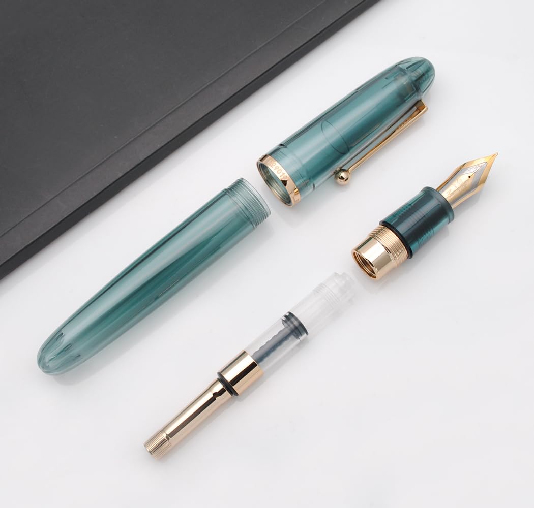 JINHAO DADAO 9019 Fountain Pen Acrylic Ink Pen with Ink Converter (Medium Nib, Transparent Light Blue) - Image 4