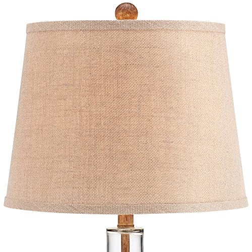 360 Lighting Modern Coastal Nautical Table Lamp 27" Tall Clear Glass Natural Rope Net Burlap Brown Fabric Drum Shade Decor for Bedroom Living Room House Home Bedside Nightstand Office Family - Image 8