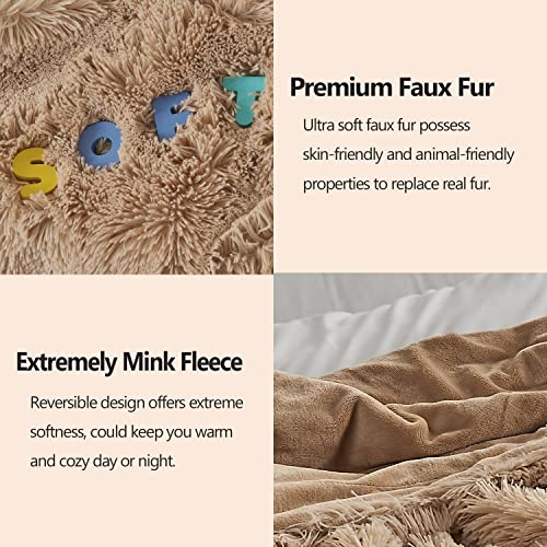 GONAAP Fuzzy Faux Fur Throw Blanket Twin Size Brown Super Soft Cozy Plush Fuzzy Shaggy Blanket for Couch Sofa Bed (Brown, Twin(60"x80"))
