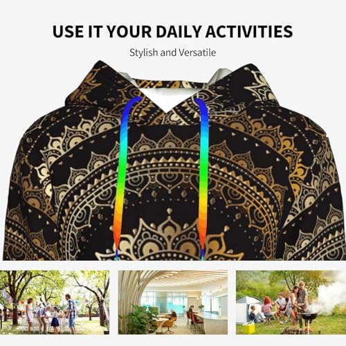 Sweat à capuche femme motif mandala pull ajusté contre le froid