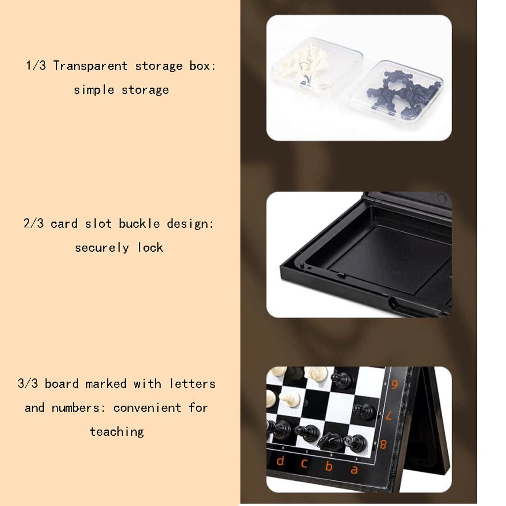 ZAW Scacchi Set di Scacchi Pieghevoli Portatili con Scatola di stoccaggio, Pezzi di Scacchi magnetici 64 Scacchiera griglia for Principianti e Adulti (28,5 * 30 cm) Chess (Color : Chess Set)