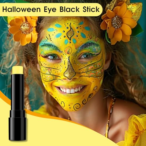 Image of BADCOLOR Yellow Face Body Paint Stick, Full-Coverage Eye Black Sticks for Adults, Hypoallergenic Face Painting Kit for Halloween SFX Lion Tiger Minions Stage Cosplay Costume Party