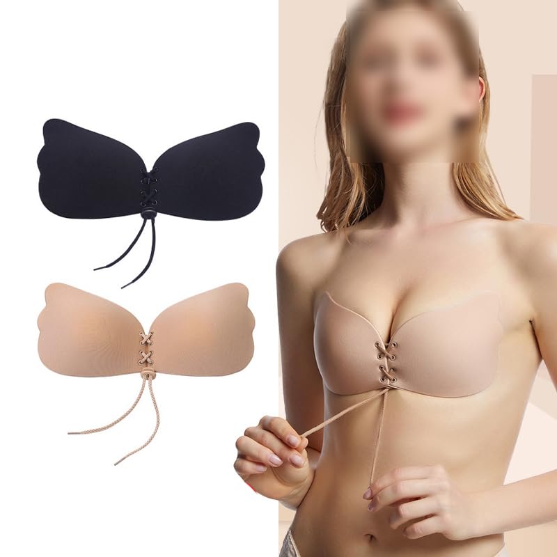 Soutien Gorge Grande Taille Soutien-Gorge Adhésif Dos Nu - Push Up Invisible, Réutilisable, Cache-Téton Inclus Bout De Sein Allaitement