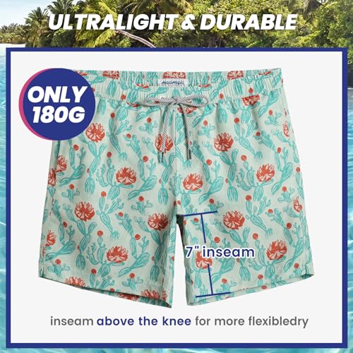Image of maamgic Mens Slim Fit Swim Shorts Swim Trunks 7 inch Quick Dry Mens Bathing Suits with Mesh Lining