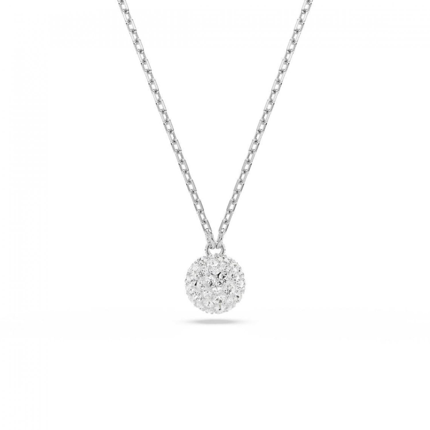 Swarovski Dextera - Collana da donna con ciondolo a forma di sfera, placcata al rodio, colore: bianco, 38-45 cm Length, Cristallo, Cristallo